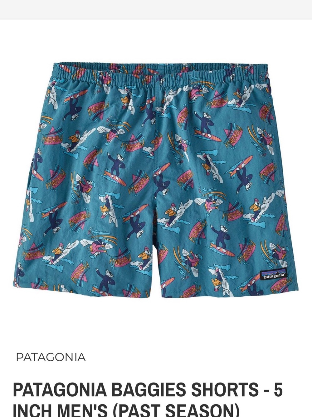 PATAGONIA Baggies Shorts Mr. Badger Wavy Blue 5" Large